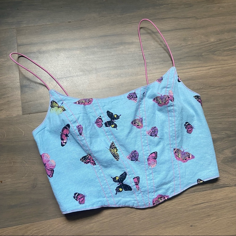 Urban outfitters denim corset style top